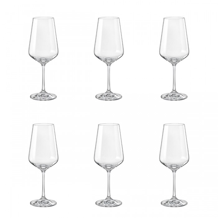 Set 6 pahare vin rosu BOHEMIA CRISTAL SANDRA, 450ml, sticla