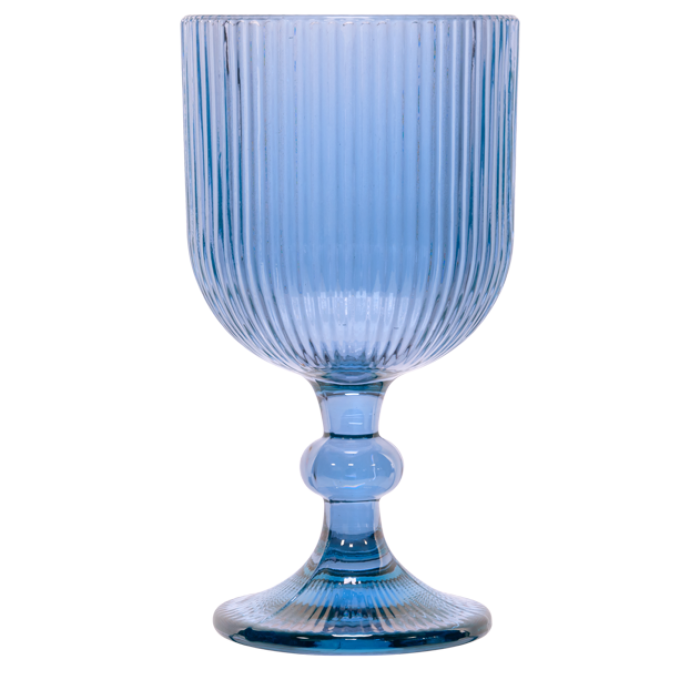 Set 6 pahare vin rosu Raki Bloom Blue, 350ml, D9xh16,5cm, sticla, albastru/transparent