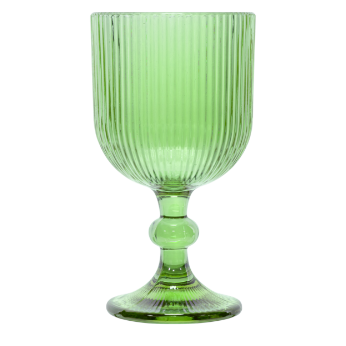 Set 6 pahare vin rosu Raki Bloom Green, 350ml, D9xh16,5cm, sticla, verde/transparent
