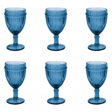 Set 6 pahare vin rosu RAKI OLD SCHOOL BLUE, sticla, D8,5xh16,5cm, 300ml, albastre