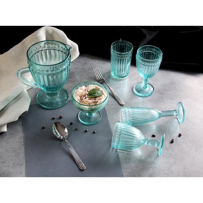 Set 6 pahare vin rosu RAKI OLD SCHOOL VINTAGE GREEN, din sticla, D8,7xh17cm, 350ml, verde