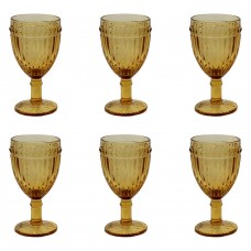 Set 6 pahare vin rosu RAKI OLD SCHOOL YELLOW, din sticla, D8,5xh16,5cm, 300ml, galben