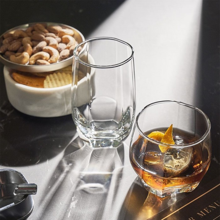 Set 6 pahare whisky OCEAN CHARISMA Rock, 340ml, D9,2xh8,5cm, sticla
