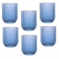 Set 6 pahare whisky Raki Bloom Blue, 260ml, D7,5xh9,5cm, sticla, albastru/transparent