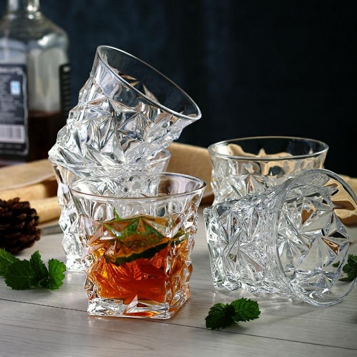 Set 6 pahare whisky Raki Rock, 255ml, D9,8xh8,9cm, din sticla