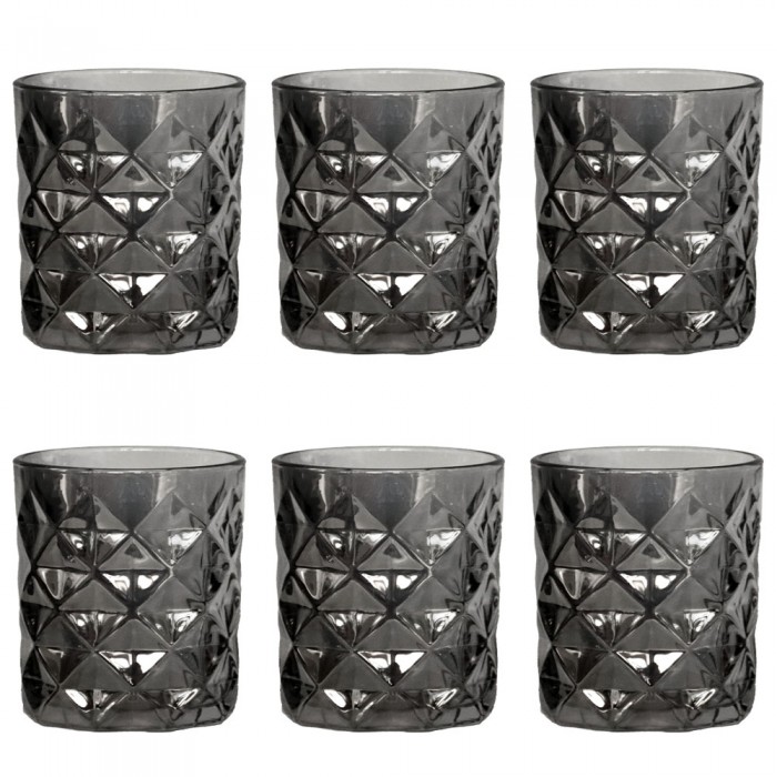 Set 6 pahare whisky RAKI WICKED, din sticla, D8,3хh10cm, fumurii