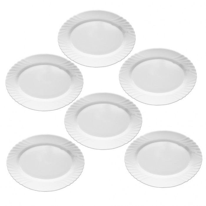 Set 6 platouri ovale BORMIOLI EBRO, sticla opal, 36x26xh2,7cm