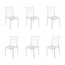 Set 6 scaune evenimente RAKI TIFFANY, plastic, alb, 44x42xh92cm