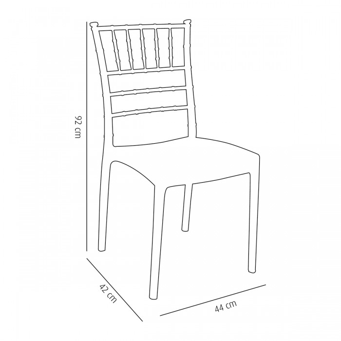Set 6 scaune evenimente RAKI TIFFANY, plastic, alb, 44x42xh92cm