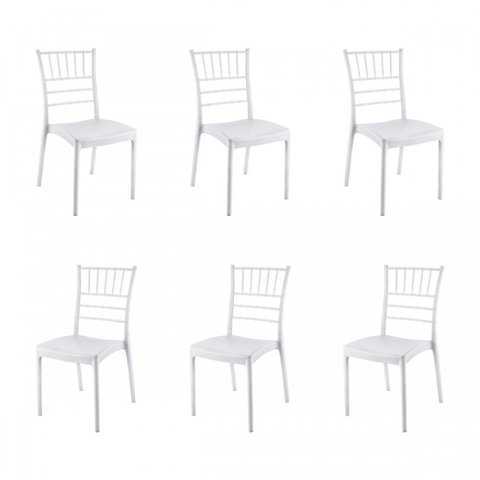 Set 6 scaune evenimente RAKI TIFFANY, plastic, alb, 44x42xh92cm