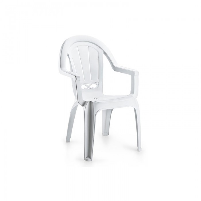 Set 6 scaune gradina cu brate RAKI MILAS, plastic, alb, 53x50x89cm