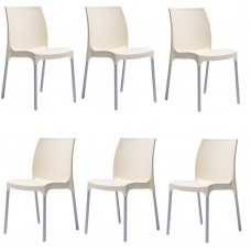 Set 6 scaune gradina, terasa RAKI SUNNY culoare crem 44x57xh82cm