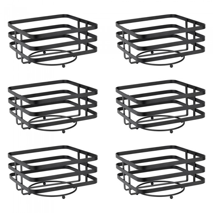 Set 6 suporturi metalice patrate pentru cos textil CULINARO, 19x19cm