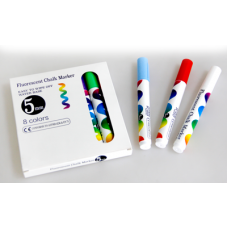 Set 8 bucati marker creta fluorescent RAKI, pe baza de apa, 8 culori, 5mm