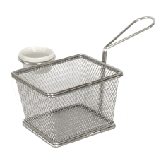 Set Cos servire cu bol sos, RAKI, 10x8xh7,5cm, crom, cu maner