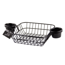 Set Cos servire patrat cu 2 boluri sos, RAKI, 20x20xh6cm