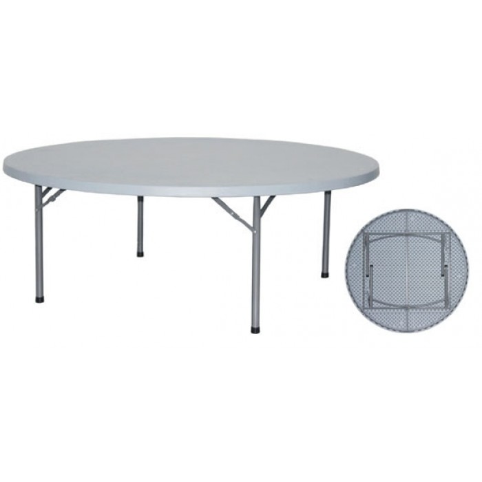Set mobila evenimente/catering RAKI, masa pliabila rotunda D180xh74cm si 8 scaune 44x42xh92cm cu huse textile, plastic/metal, alb