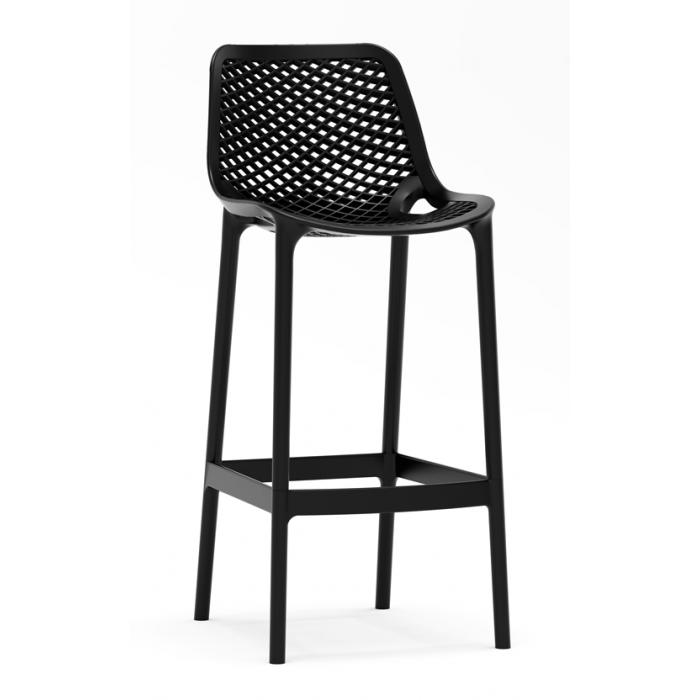 Set mobilier bar RAKI MAPLE, 2 scaune London negre si masa inalta rotunda D60xh107cm cu blat werzalit si picior metalic cromat