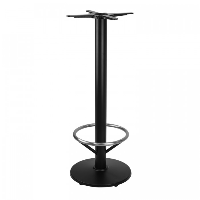 Set mobilier bar RAKI MAPLE, 4 scaune London albe si masa inalta rotunda D80xh112cm cu blat werzalit si baza neagra metalica