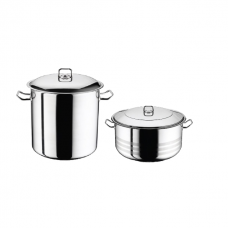 Set oale inductie HASCEVHER GASTRO, oala 13l si oala adanca 21l cu capace, inox, fund triplu stratificat