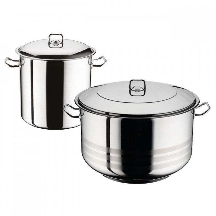 Set oale inductie HASCEVHER GASTRO, oala 45l si oala adanca 8,5l cu capace, inox, fund triplu stratificat