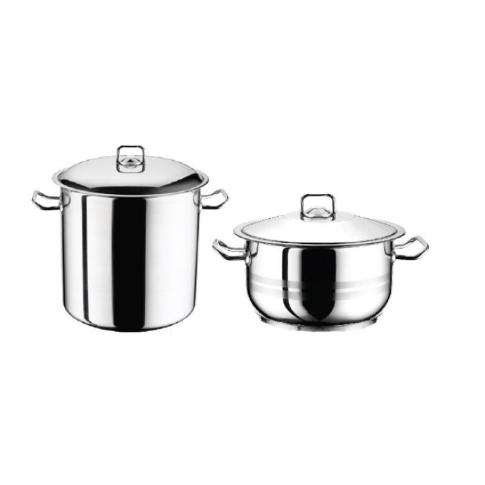 Set oale inductie HASCEVHER GASTRO, oala 4l si oala adanca 14l cu capace, inox, fund triplu stratificat