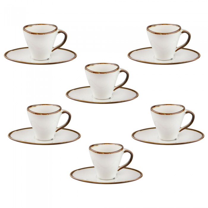 Set pentru cafea 12 piese portelan CULINARO BAILEY, cesti 80ml cu farfurioare
