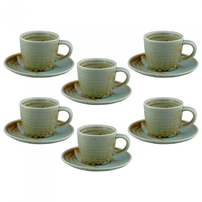 Set pentru cafea 12 piese portelan CULINARO RIVER, cesti 90ml cu farfurioare