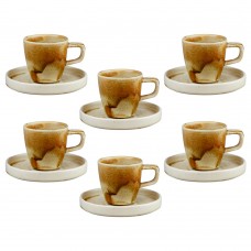 Set pentru cafea 12 piese portelan CULINARO SAHARA, cesti 90ml cu farfurioare