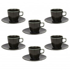 Set pentru ceai 12 piese portelan CULINARO ANTIQUE-BLACK, cesti 220ml cu farfurioare
