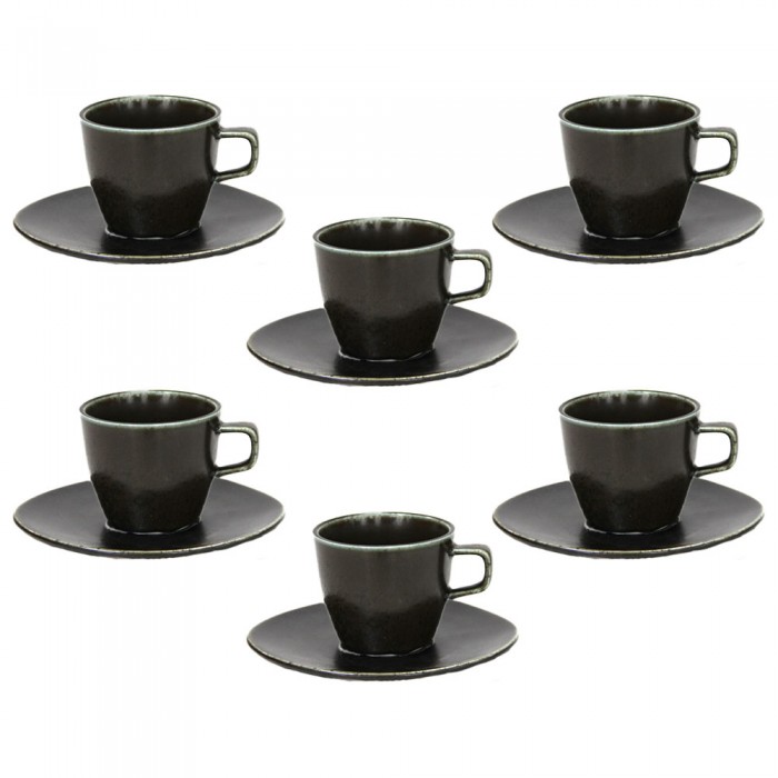 Set pentru ceai 12 piese portelan CULINARO ANTIQUE-BLACK, cesti 220ml cu farfurioare