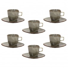 Set pentru ceai 12 piese portelan CULINARO ANTIQUE-GREY, cesti 220ml cu farfurioare