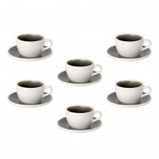 Set pentru ceai 12 piese portelan CULINARO IVY WHITE, cesti 220ml cu farfurioare
