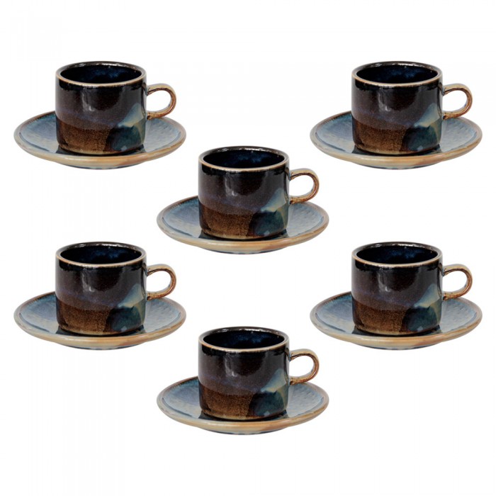 Set pentru ceai 12 piese portelan CULINARO LAGUNA, cesti 220ml cu farfurioare