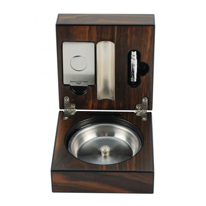 Set scrumiera trabucuri pliabila cu cutter si puncher RAKI, 12x12xh7cm