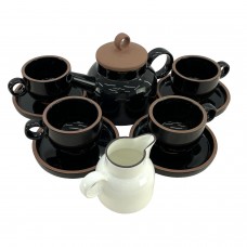 Set serviciu ceai CULINARO HELLA BLACK&WHITE, ceainic 820ml, latiera si 4 cesti 200ml cu farfurioare, portelan, culoare alb/negru