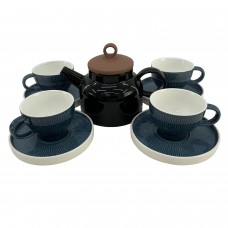 Set serviciu ceai CULINARO HELLA STEEL BLUE, ceainic 820ml, 4 cesti 200ml cu farfurioare culoare albastra
