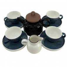 Set serviciu ceai CULINARO HELLA STEEL BLUE, ceainic 820ml, latiera, 4 cesti 200ml cu farfurioare culoare albastra