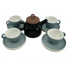 Set serviciu ceai CULINARO HELLA SUMMER BLUE, ceainic 820ml, 4 cesti 200ml cu farfurioare culoare albastra