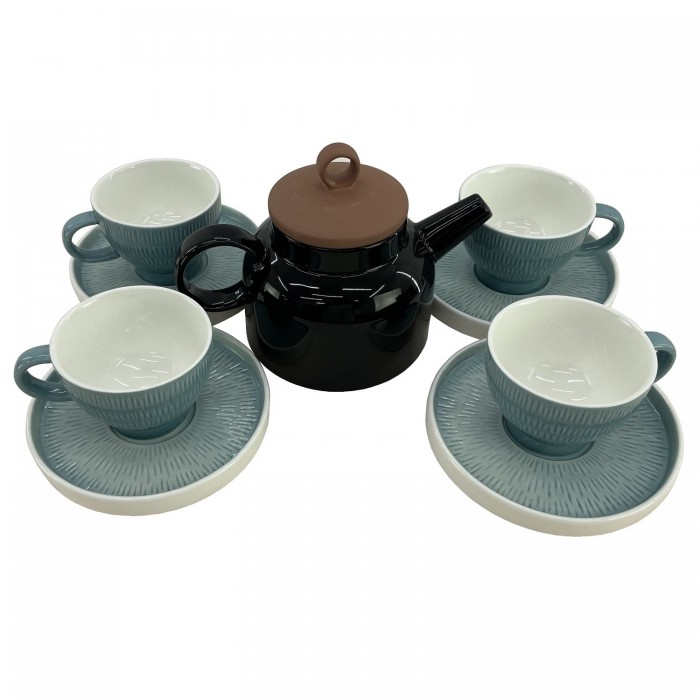 Set serviciu ceai CULINARO HELLA SUMMER BLUE, ceainic 820ml, 4 cesti 200ml cu farfurioare culoare albastra