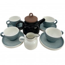 Set serviciu ceai CULINARO HELLA SUMMER BLUE, ceainic 820ml, latiera, 4 cesti 200ml cu farfurioare culoare albastra