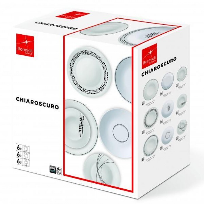 Set serviciu masa opal 18 piese BORMIOLI CHIAROSCURO