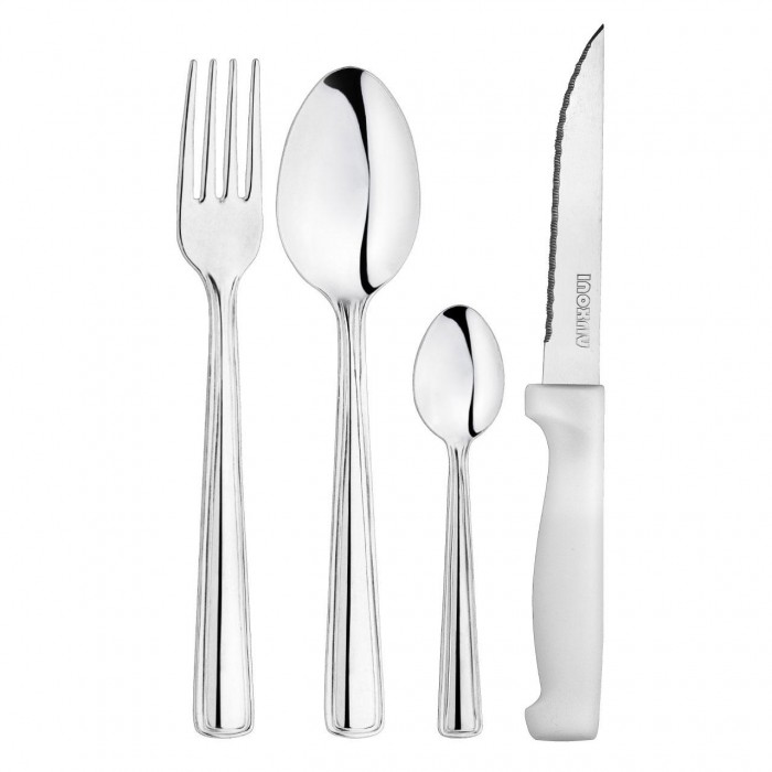 Set tacamuri 24 piese inox pentru 6 persoane INOXRIV KITCHEN ITALIA, 6 linguri, 6 furculite, 6 lingurite ceai, 6 cutite friptura