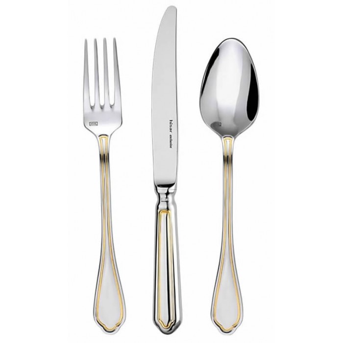 Set tacamuri 30 piese pentru 6 persoane, HISAR FLORENCE GOLD, inox 18/10