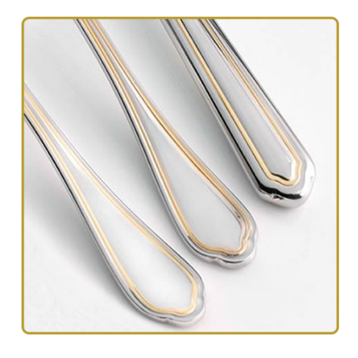 Set tacamuri 30 piese pentru 6 persoane, HISAR FLORENCE GOLD, inox 18/10
