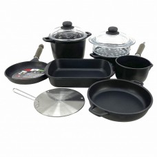 Set vase gatit 10 piese ANTIK ARS, oala 4lt cu capac, cratita, tigaie, tava copt, ibric, oala gatit cu aburi, pad plita inductie