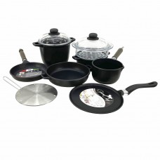 Set vase gatit 10 piese ANTIK ARS, oala cu capac, cratita, tigaie, tigaie clatite, ibric, oala gatit cu aburi, pad inductie