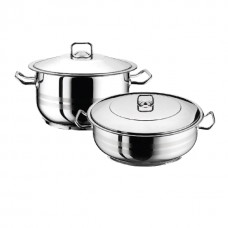 Set vase gatit inductie HASCEVHER GASTRO, oala 10,5l si cratita 37l cu capace, inox, fund triplu stratificat