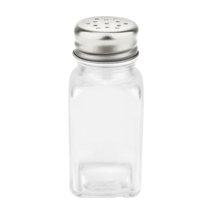 Solnita patrata din sticla RAKI, 90ml, cu capac metalic argintiu