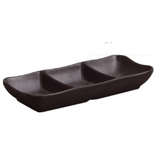 Sosiera cu 3 compartimente RAKI SHIBUI, 19,5x8,5xh3cm, melamina, neagra, pentru sos asiatic